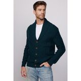 Tudors Slim Fit Dar Kesim Desenli Yumuşak Dokulu Düğmeli Yeşil Erkek Hırka
