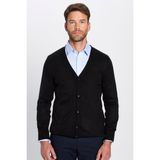 Tudors Slim Fit Dar Kesim Düğmeli Düz Tüylenmeyen Yumuşak Dokulu Erkek Hırka - Siyah
