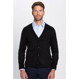 Tudors Slim Fit Dar Kesim Düğmeli Erkek Hırka, Siyah