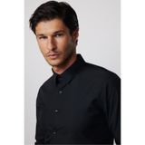 TUDORS Slim Fit Dar Kesim Düz Gömlek, L, DR230045-02, Siyah, Erkek