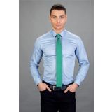 Tudors Slim Fit Dar Kesim Düz Saten Erkek Gömlek