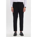 TUDORS Slim Fit Dar Kesim Esnek Yan Cepli Bilek Boy Canvas Kesim Pantolon, 31, PN250003, Siyah, Erkek