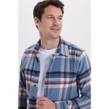 TUDORS Slim Fit Dar Kesim Kareli Kışlık Oduncu Gömlek, M, DR250028-3143, Mavi, Erkek