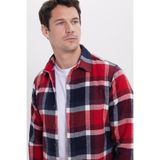 TUDORS Slim Fit Dar Kesim Kareli Kışlık Oduncu Gömlek, S, DR250028-3148, Lacivert, Erkek