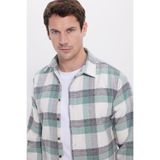 TUDORS Slim Fit Dar Kesim Kareli Kışlık Oduncu Gömlek, XL, DR250028-3143, Mint, Erkek