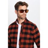 TUDORS Slim Fit Dar Kesim Oduncu Düğmeli Yaka Kareli Kışlık Gömlek, L, DR250005-7325, Çok Renkli, Erkek