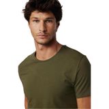 TUDORS Slim Fit Dar Kesim Pamuklu Bisiklet Yaka Tişört, S, TS210001-000, Haki, Erkek