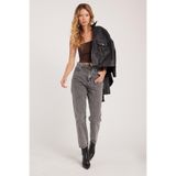 TUDORS Slim Fit Dar Kesim Pamuklu Dar Paça Jean Pantolon, 42, PN250042, Antrasit, Kadın