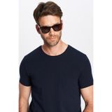 TUDORS Slim Fit Dar Kesim Pamuklu Likralı Esnek Kumaş Basic Bisiklet Yaka Tişört, M, TS210001-DB, Lacivert, Erkek