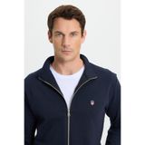 TUDORS Slim Fit Dar Kesim Pamuklu Tam Fermuarlı Çift Cepli Dik Yaka Sweatshirt, XXL, SW250044, Lacivert, erkek
