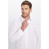 TUDORS Slim Fit Dar Kesim Pamuklu Terry Cotton Kumaş Kolay Ütü Gömlek, M, DR220013-02, Beyaz, Erkek