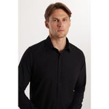 TUDORS Slim Fit Dar Kesim Pamuklu Terry Cotton Kumaş Kolay Ütü Gömlek, XL, DR220013-02, Siyah, Erkek