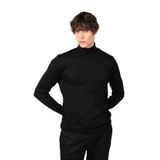 Tudors Slim Fit Dar Kesim Tam Boğazlı Yaka Düz Yün Erkek Kazak - XL - Siyah