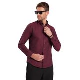 TUDORS Slim Fit Dar Kesim Uzun Kol Poplin Gömlek Oxford Yaka Spor Gömlek, XXL, DR17132-141, Bordo, Erkek