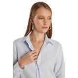 TUDORS Slim Fit Dar Kesim Uzun Kollu Pamuklu Basic Gömlek, M, BYGM2548, Mavi, Kadın