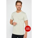 TUDORS Slim Fit Dar Kesim%100 Pamuk Bisiklet Yaka Tişört, 3XL, ST240001-01, Taş, Erkek