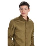TUDORS Slim Fit Dar Kesim%100 Pamuk Koton Saten Premium Gömlek, L, DR220025-OG01, Yeşil, Erkek
