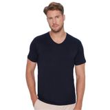 TUDORS Slim Fit Dar Kesim%100 Pamuk V Yaka Tişört, S, ST240005-02, Lacivert, Erkek