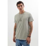 TUDORS Slim Fit Dar Kesim%100 Pamuk Yumuşak Dokulu Bisiklet Yaka Tişört, XL, ST240001, Gri, Erkek