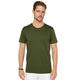 TUDORS Slim Fit Dar Kesim%100 Pamuk Yumuşak Dokulu Bisiklet Yaka Tişört, XXL, ST240001-01, Haki, Erkek