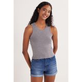 TUDORS Slim Fit Geniş Yaka Body Atlet, Tek Beden, KDN25120, Gri, Kadın