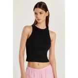 TUDORS Slim Fit Halter Yaka Modal Kumaş Body Atlet, XL, KDN25021, Siyah, Kadın