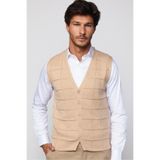 TUDORS Slim Fit Kare Desenli Yelek, Tek Beden, Slim Fit Kare Desenli Yelek, Taş, Erkek