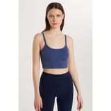 Tudors Slim Fit Kare Yaka Düz Basic İndigo Crop Atlet, L, KDN25268, İndigo, Kadın