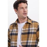 TUDORS Slim Fit Kareli Kışlık Oduncu Gömlek, L, DR250028-03011, Hardal, Erkek