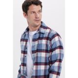 TUDORS Slim Fit Kareli Kışlık Oduncu Gömlek, L, DR250028-3143, Mavi-Bordo, Erkek