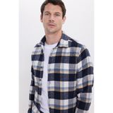 TUDORS Slim Fit Kareli Kışlık Oduncu Gömlek, M, DR250028-03011, Lacivert, Erkek