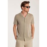 Tudors Slim Fit Kısa Kol Örme Kumaş Apaş Yaka Erkek Gömlek
