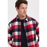 Tudors Slim Fit Kışlık Kareli Oduncu Erkek Gömlek - XL - Bordo