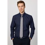 Tudors Slim Fit Lacivert Non-Iron %100 Pamuk Doğa Dostu Ekoteks Belgeli Ütü Gerektirmez Gömlek - XL