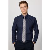 Tudors Slim Fit Lacivert Non-Iron %100 Pamuk Doğa Dostu Ekoteks Belgeli Ütü Gerektirmez Gömlek