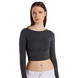 TUDORS Slim Fit Modal Kumaş Bisiklet Yaka Bluz, M, BYGM2508, Antrasit, Kadın