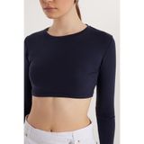 Tudors Slim Fit Modal Kumaş Pamuklu Bisiklet Yaka Bluz, L, BYGM2516, Lacivert, Kadın