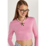 Tudors Slim Fit Modal Kumaş Pamuklu Bisiklet Yaka Bluz, M, BYGM2516, Pembe, Kadın