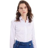 TUDORS Slim Fit Non-Iron Pamuklu Gömlek, S, BYGM2581, Beyaz, Kadın