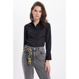 TUDORS Slim Fit Non-Iron Pamuklu Gömlek, XL, BYGM2581, Siyah, Kadın