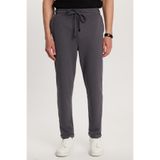 TUDORS Slim Fit Pamuklu Beli Bağlamalı Yan Cepli Katlamalı Paça Jogger Pantolon, S, PN250024, Antrasit, Erkek