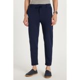 TUDORS Slim Fit Pamuklu Beli Bağlamalı Yan Cepli Katlamalı Paça Jogger Pantolon, S, PN250024, Lacivert, Erkek
