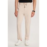 TUDORS Slim Fit Pamuklu Beli Bağlamalı Yan Cepli Katlamalı Paça Jogger Pantolon, XXL, PN250024, Bej, Erkek