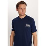 TUDORS Slim Fit Pamuklu Bisiklet Yaka Baskılı Tişört, XXL, TS250025, Lacivert, Erkek