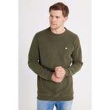 TUDORS Slim Fit Pamuklu Bisiklet Yaka Sweatshirt, XXL, SW250016, Haki, erkek