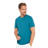 TUDORS Slim Fit Pamuklu Likralı Esnek Kumaş Basic Bisiklet Yaka Tişört, XL, TS210001-01, Petrol, Erkek