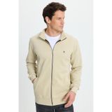 TUDORS Slim Fit Pamuklu Tam Fermuarlı Çift Cepli Dik Yaka Sweatshirt, M, SW250044, Krem, erkek