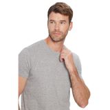 TUDORS Slim Fit Pamuklu Yumuşak Doku Likralı Esnek Kumaş Basic Gri Bisiklet Yaka Tişört, L, TS210001-02, Gri1, Erkek