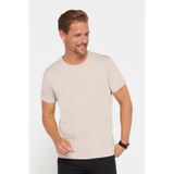 TUDORS Slim Fit Pamuklu Yumuşak Dokulu Likralı Esnek Kumaş Düz Basic Tişört, S, TS210001-02, Taş, Erkek