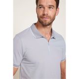 TUDORS Slim Fit Polo Yaka T-shirt Pamuklu Fermuarlı, S, TS230006-08, Gri, Erkek